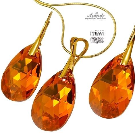 Arande SWAROVSKI Komplet Łańcuszek ZŁOTE SREBRO TOPAZ 5650292839