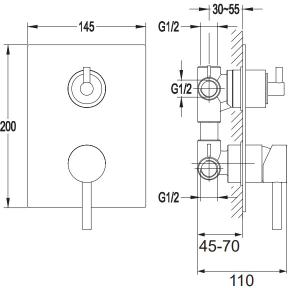 Omnires Y Bateria wannowo-prysznicowa podtynkowa chrom Y1237/KCR
