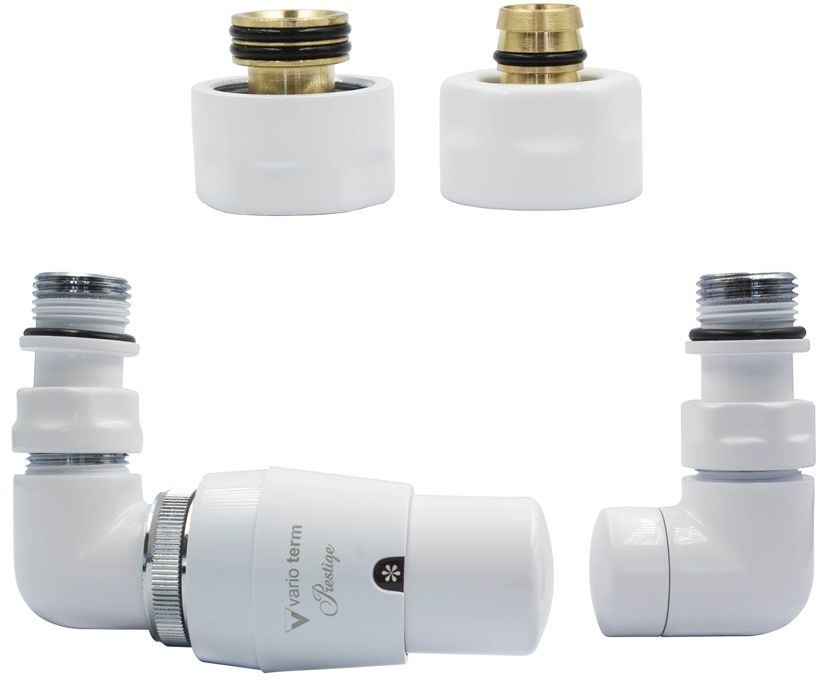 Varioterm Zawór termostatyczny trójosiowy Vision ze złączką PEX/CU - biały mat alu-pex - PEX 16 mm lewy VIGS0221CFK/L(PEX)