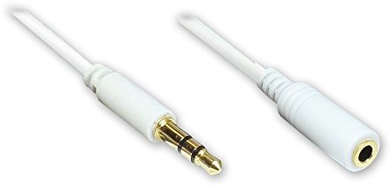 Good Connections przedłużacz MiniJack, wtyczka jack audio kabel przedłużający, 3-biegunowy, na gniazdo jack, 20 m Czarny 1,0 m biały AS-35V3W1