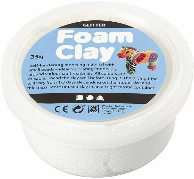 Creativ Company A S Masa Foam, brokatowa biała, 35 g