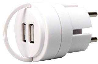 Unitec 47599 Mini USB Adapter 2, 1 A WS, biały