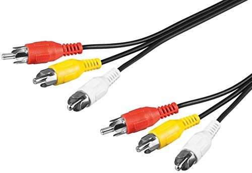 PremiumCord kabel cinch 5 m, 3 x wtyczka cinch RCA na 3 x wtyk cinch RCA, kabel łączący audio wideo, stereo, do TV, telefonów komórkowych, MP3, HiFi, kolor czarny