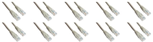 Netrack 10 x Kabel sieciowy patch cord RJ45 BZPAT05U5E UTP kat 5e 10 x 0.5m szary 10xBZPAT05U5E