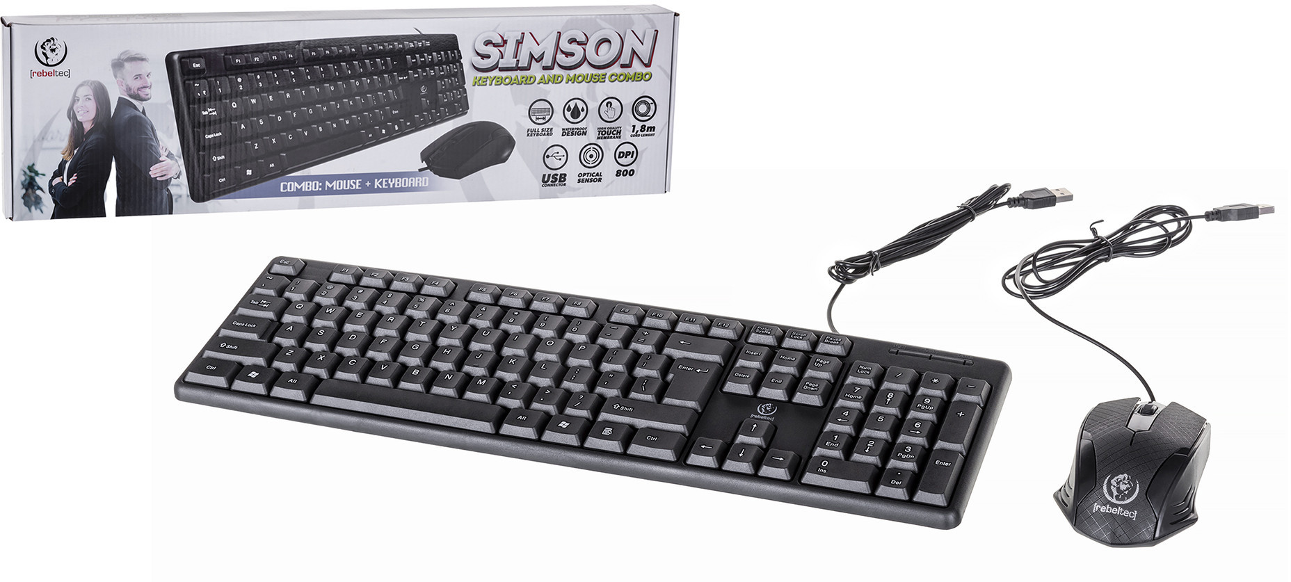 REBELTEC ZESTAW KLAWIATURA + MYSZ USB SIMSON