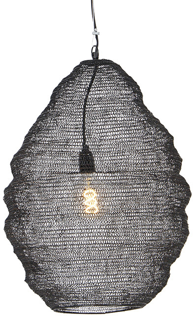 QAZQA Orientalna lampa wisząca czarna 45 cm - Nidum
