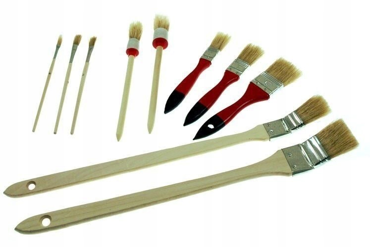 Zestaw Pędzli Płaskich I Okrągłych 10 sztuk