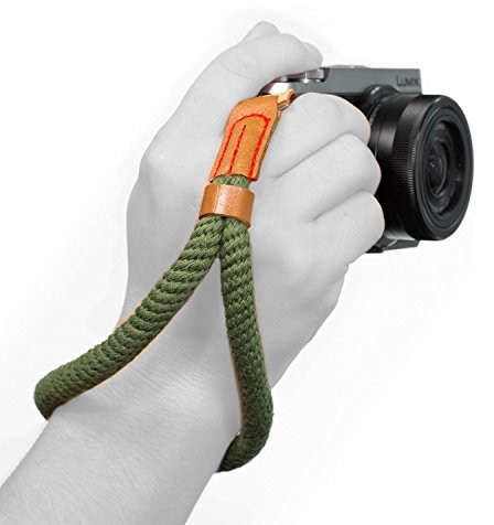 MegaGear bawełniany pasek na rękę na aparat fotograficzny, komfortowa wyściółka, bezpieczna ochrona dla wszystkich aparatów, długość 23 cm, zielony MG936