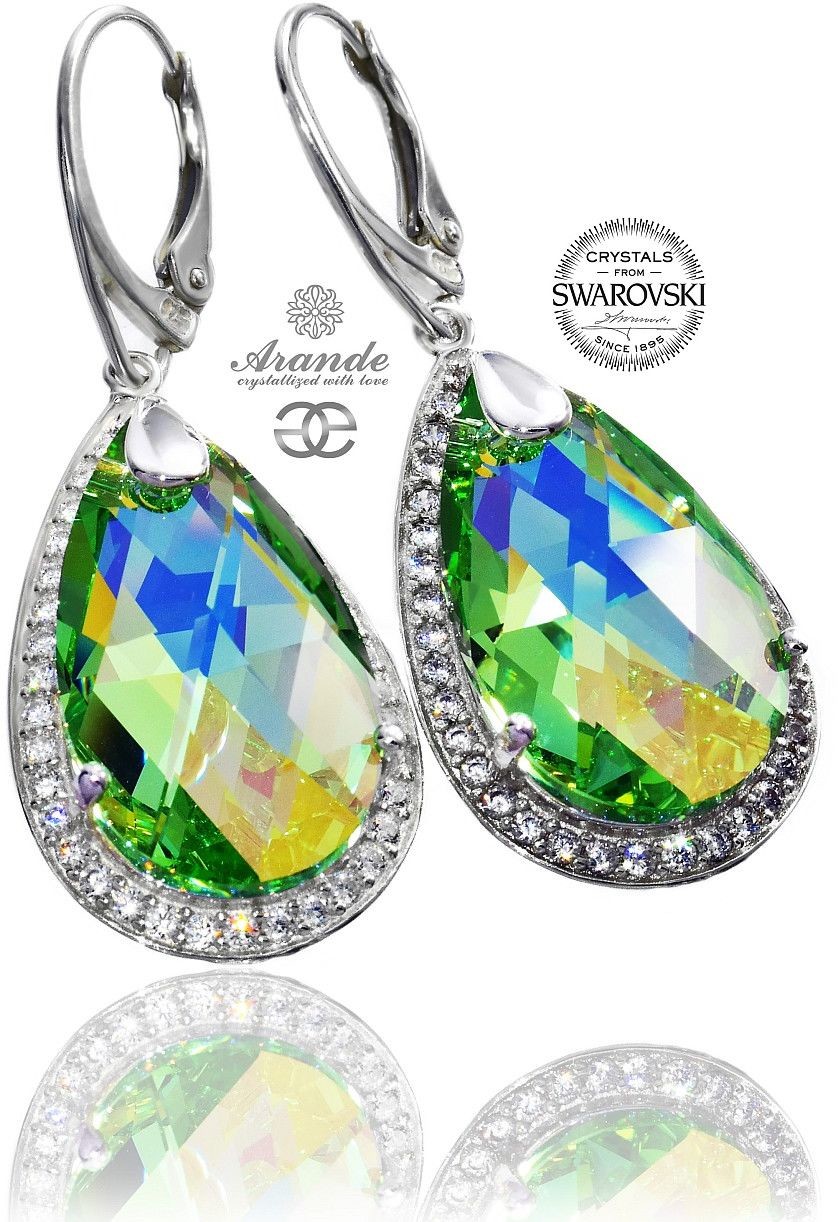 Swarovski SPECIAL kolczyki PERIDOT ENCANTE SREBRO