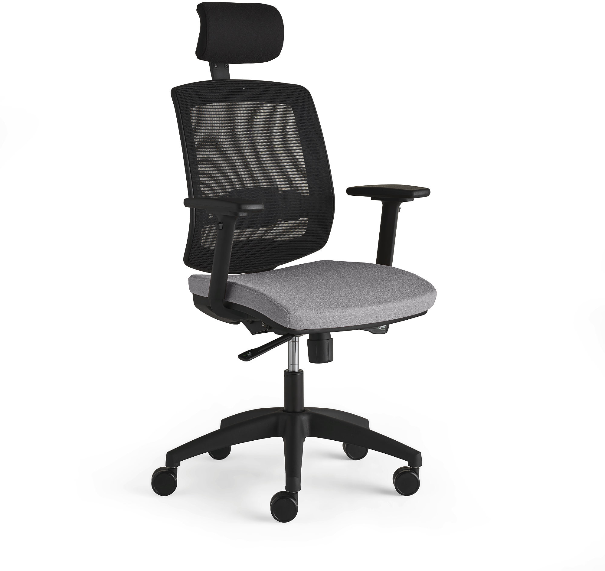 AJ Produkty Krzesło biurowe STANLEY, zagłówek i podłokietniki, jasnoszary