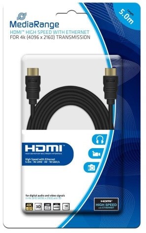 MediaRange Kabel HDMI MediaRange MRCS158 HDMI/HDMI with Ethernet, 5.0m, czarny MRCS158