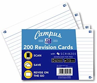 Oxford Oxford Campus karty rewizyjne, z reguły A6, białe, 200 kart 400125965