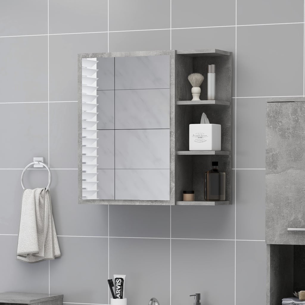 vidaXL vidaXL Szafka z lustrem, szarość betonu, 62,5 x 20,5 x 64 cm, płyta