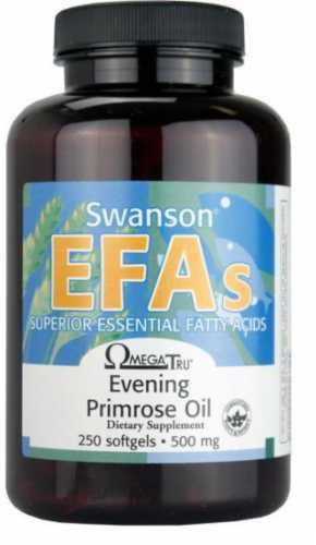 SWANSON Olej z wiesiołka dwuletniego Evening Primrose Oil EFAs 500mg 250 kapsułek
