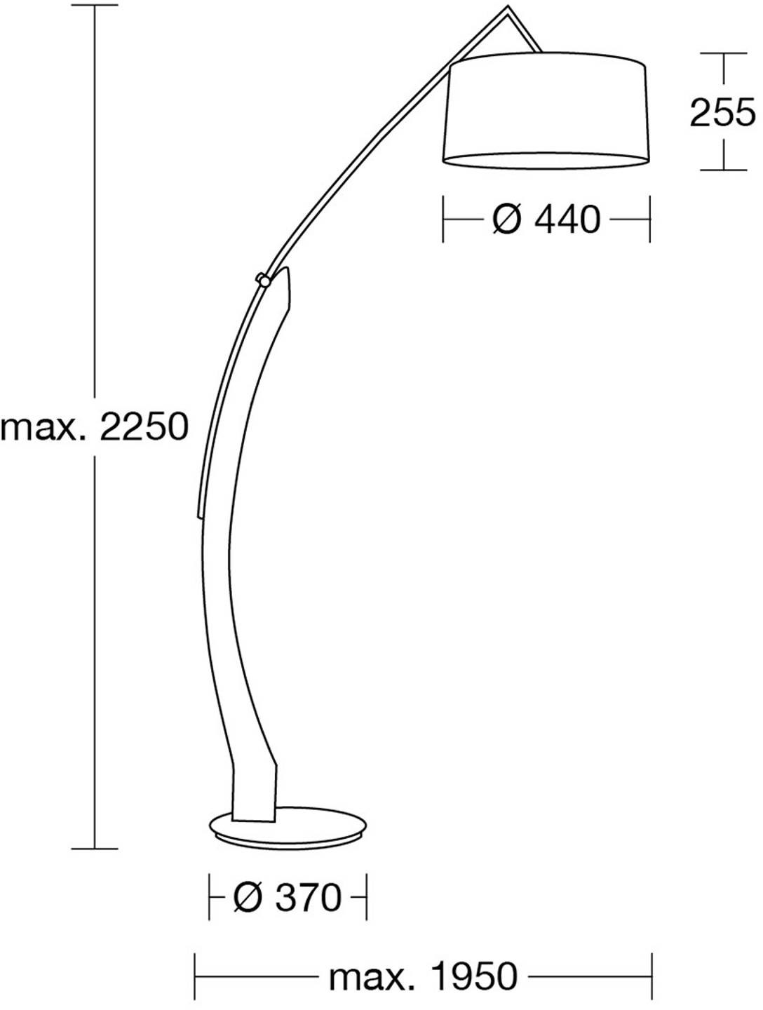 HERZBLUT HerzBlut Amos lampa łukowa, podstawa orzech włoski