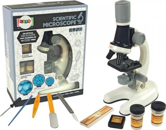 LEANToys Mikroskop  Mikroskop Dziecięcy Zestaw Edukacyjny Biały 9453-uniw