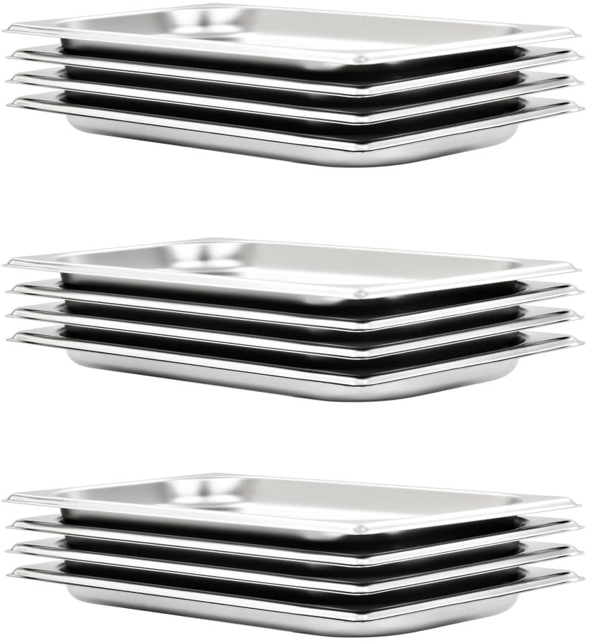 vidaXL vidaXL Tace gastronomiczne, 12 szt., GN 1/3 20 mm, stal nierdzewna