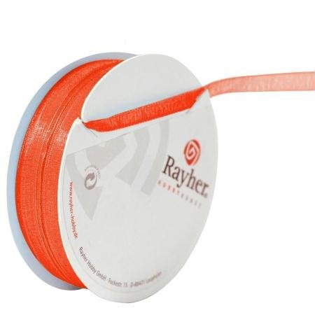 Rayher Hobby Rayher 5521634 taśma organza, 7 MM, rolka SB 10 m, Orange 55-216-34