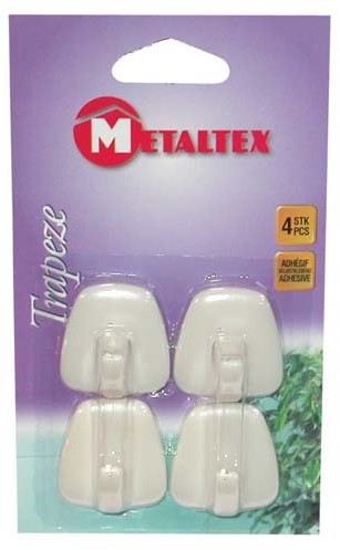 Metaltex 291001 hak w konkurencyjnej trapezowym, zestaw 4-częściowy, mały, biały 291001