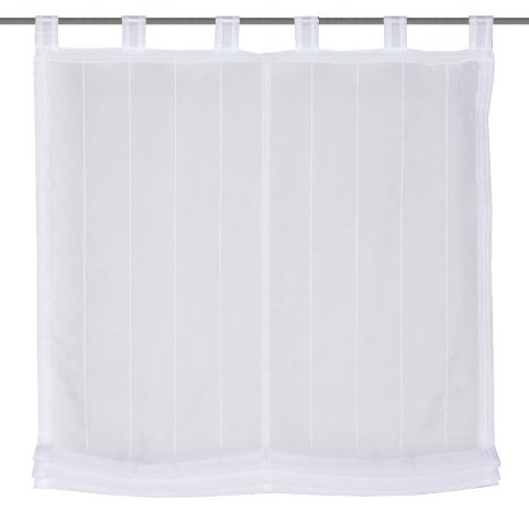 Home Fashion Home fashion 79483  801 roleta na szelkach z igłą paski, 140 x 140 cm, woal, biały 79483-801