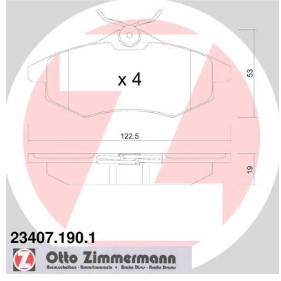 ZIMMERMANN Zestaw klocków hamulcowych, hamulce tarczowe 23407.190.1