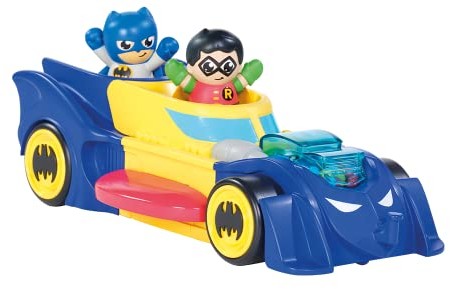 Toomies Toomies DC Comics Batman E73262 3 w 1 pojazd przekształca się w mini batmobile i Jet  efekt wyskakywania silnika  napęd na koło zamachowe  od 12 miesięcy E73262