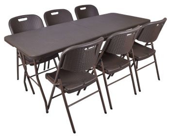 Gockowiak Mirosław Zestaw cateringowy do ogrodu Rattan stół 180 cm + 6 krzeseł