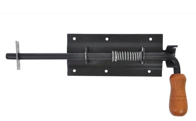 Zasuwa sprężynowa 300 czarna z drewnianą rączką
