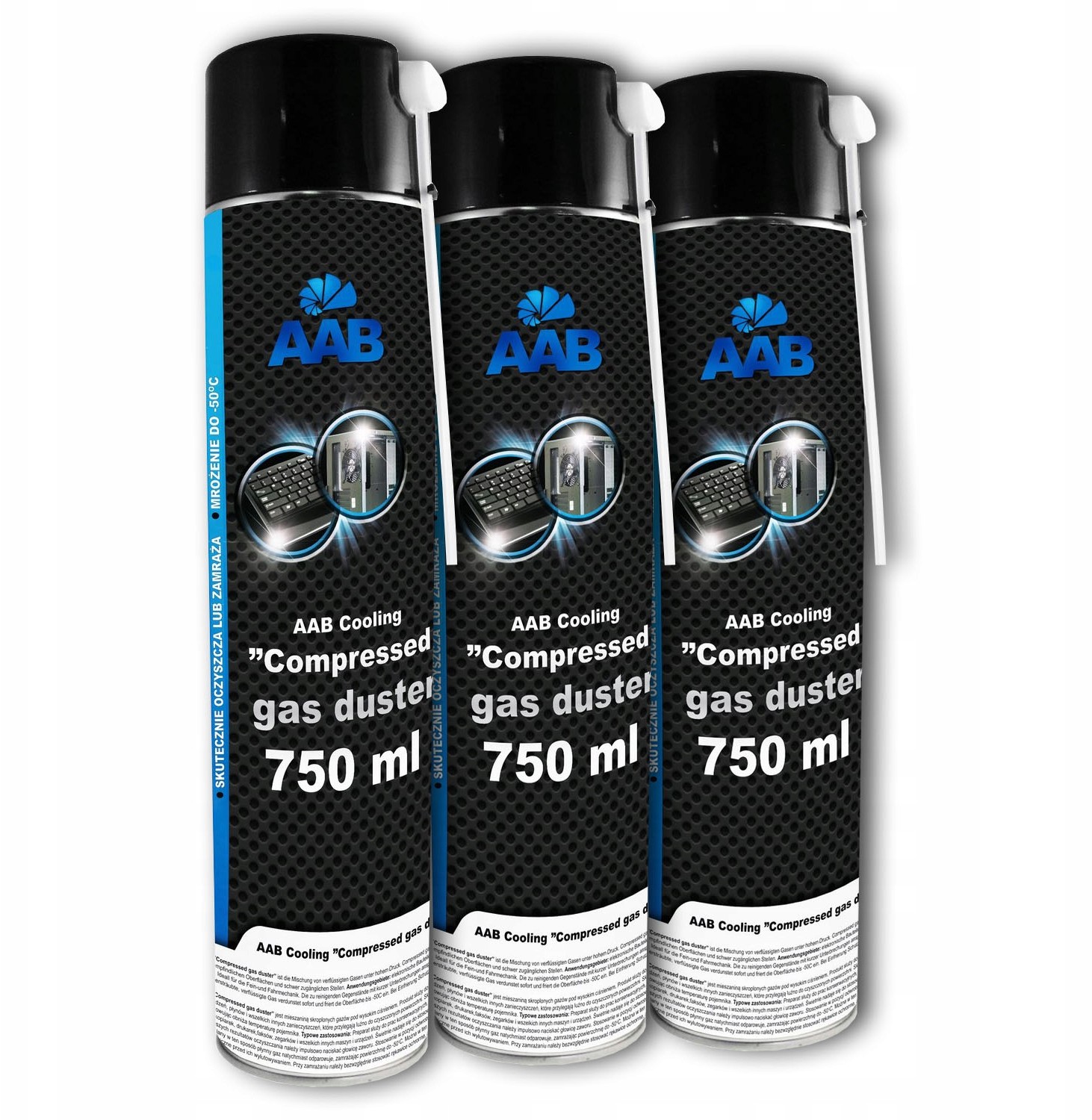 3x Aab Cooling Sprężone Powietrze 750ml + 6x Rurka