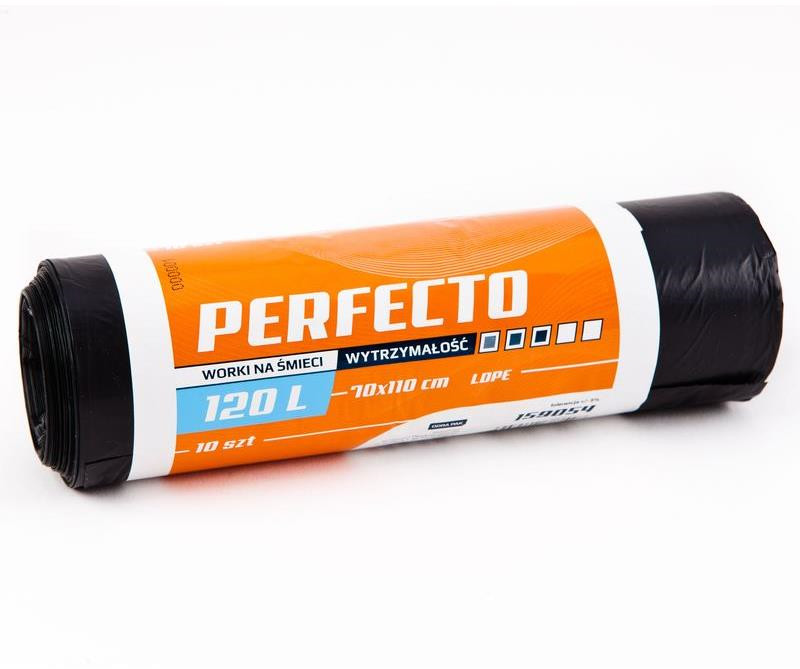 Perfecto 120l Worki na odpady PERFECTO czarne extra mocne (10 sztuk)