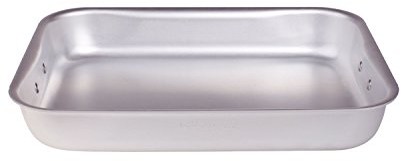 Pentole Agnelli pentole agnelli alma151b60 profesjonalne naczynie do pieczenia z aluminium 3 MM, prostokątne narożniki okrągły z uchwytami, 60 x 40 cm ALMA151B60