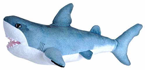 Wild Republic 23414 Soft Living Ocean Mini White Shark, przytulanka zabawka, 40 cm, wiele 23414