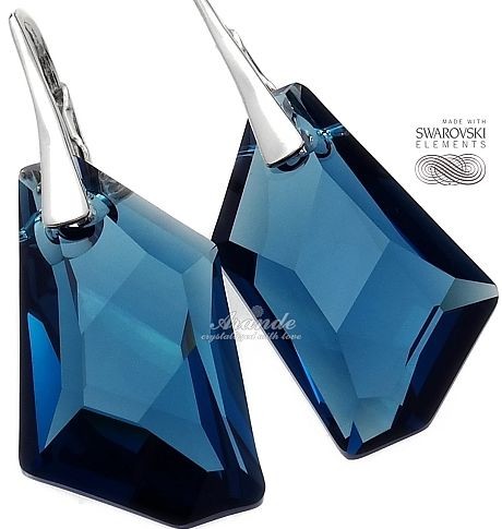 Swarovski UNIKAT kolczyki MONTANA 24MM SREBRO