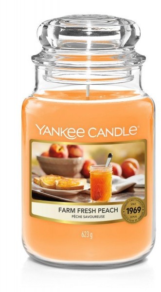 Yankee Candle Świeca Farm Fresh Peach, duży słoik (623g) 937
