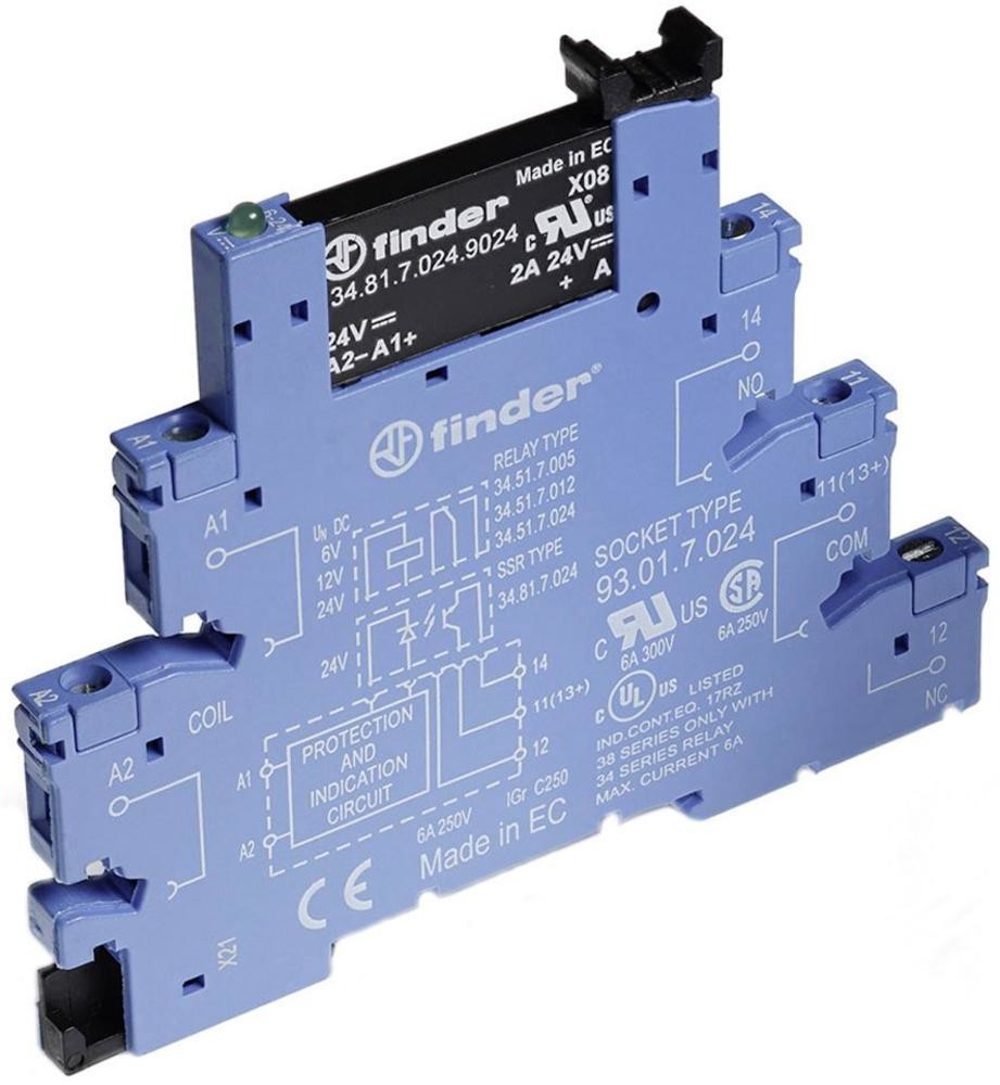 Finder Przekaźnikowy moduł sprzęgający 38.81.0.125.8240 Moduł sprzęgający, przełączny 1CO (SPDT) wyjście 2A-240VAC 110125 V AC/DC 38.81.0.125.8240 38.81.0.125.8240