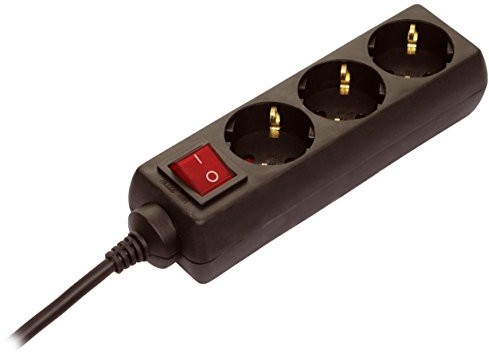 as - Schwabe listwa z 3 gniazdami, funkcja oszczędzania prądu Standby, czarny (11362)