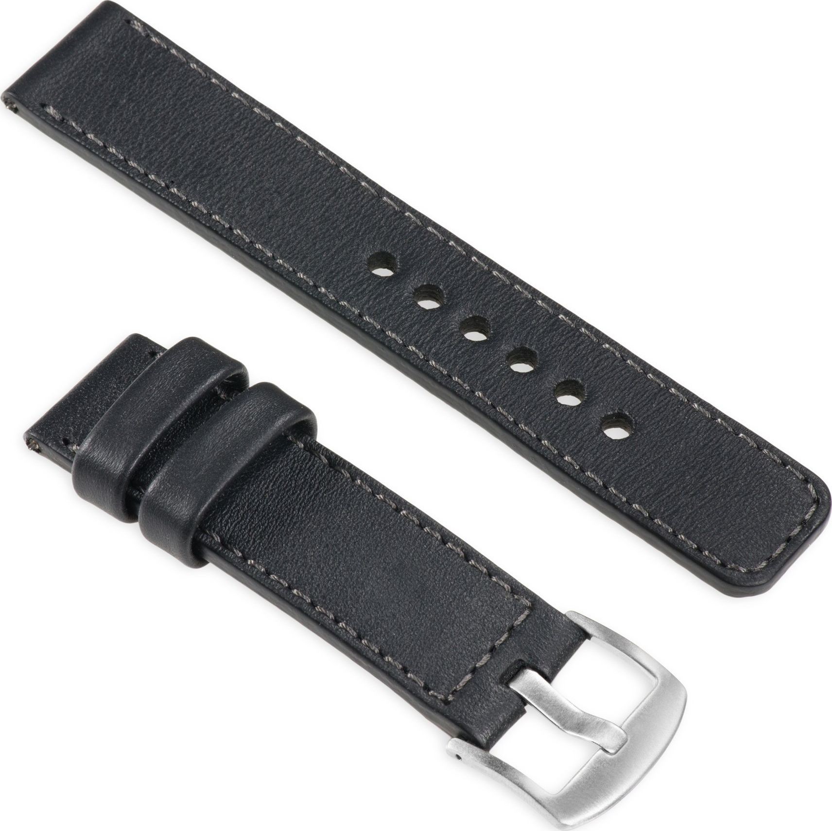 moVear Polski Elegancki Skórzany pasek 22mm do Apple Watch 5/4/3/2/1 42/44mm | Czarny uBand C1 Standard 1399-uniw