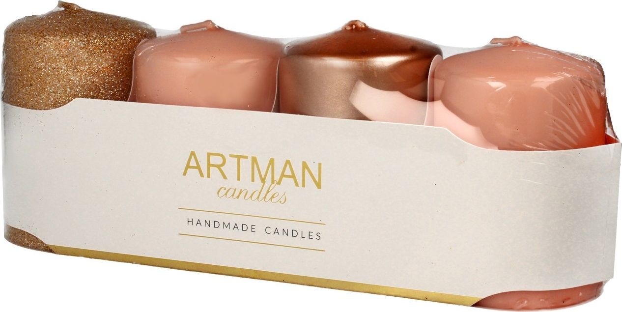 Artman Candles Candles Świeca ozdobna 4-pack Mix rose gold walec mały