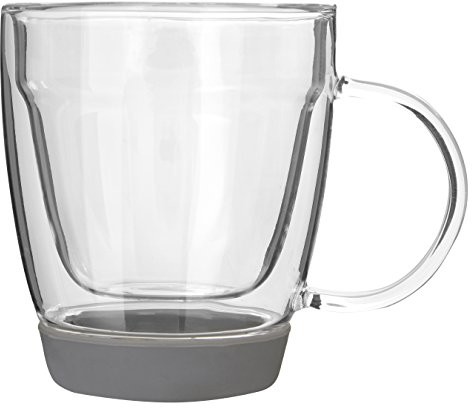 Premier Housewares filiżanka z podwójnym dnem/ścianą, szkło, silikon szary, bezbarwny, 220 ml 1404094