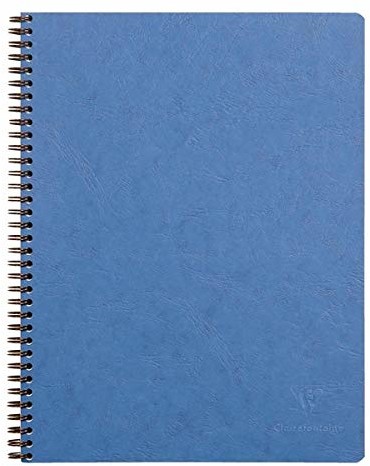 Clairefontaine 782524C spiralna torba na notebooka wiekowa 160 stron odpinana i perforowana 4 otwory 22,5 x 29,7 cm 90 g małe kwadraty błyszcząca okładka na karty skóra ziarno niebieski 782524C