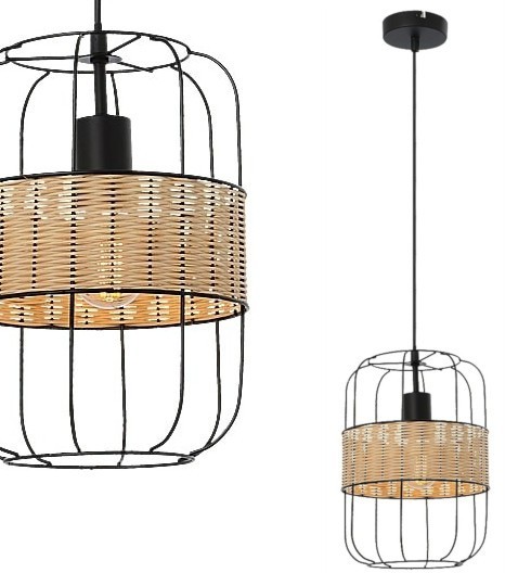 Rabalux Druciana LAMPA wisząca INDIANA 5283 metalowy zwis klatka czarna 5283