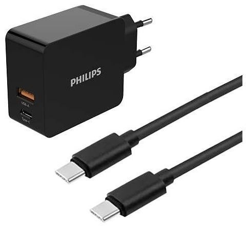 Philips Ładowarka USB-A USB C 30W (PD, QC) z kablem 1 metr Phil-DLP2621C/12