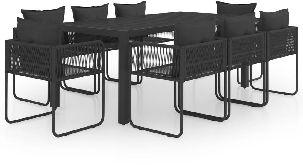 vidaXL 9-częściowy zestaw mebli ogrodowych rattan PVC, czarny