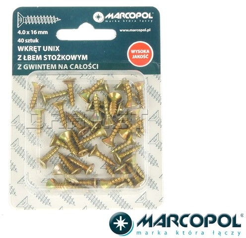 Wkręty uniwersalne 4 x 16 mm, 40 szt. - MARCOPOL (QB0048) QB0048