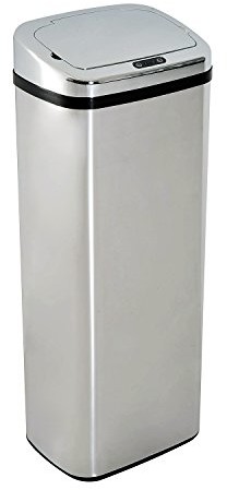 Homcom homcom kosz na śmieci z pedałem automatyczny czujnik o kosz na śmieci kuchni ze stali nierdzewnej 50/68L Srebrny, srebro, 50 L 851-004