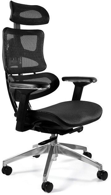 Unique Meble Ergonomiczne krzesło biurowe obrotowe ERGOTECH czarny, chrom