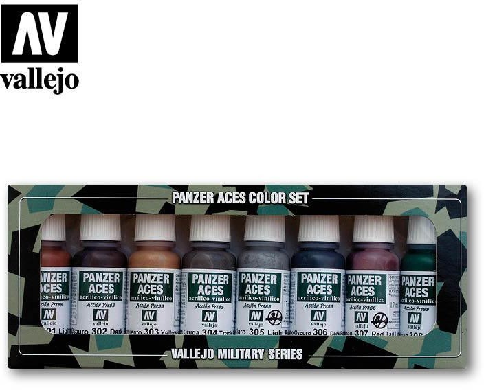 Vallejo Zestaw Panzer Aces 8 farb - Rust, Tracks, Rubber Vallejo 70122
