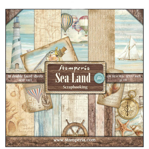 Stamperia Zestaw papierów SEA LAND 30,5x30,5 cm SBBL37