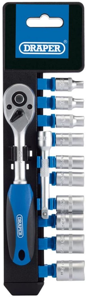 DRAPER Tools Grzechotka i nasadki metryczn,e 1/4