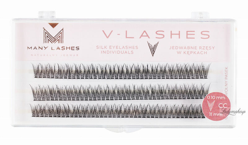 Many Beauty Many Beauty - Many Lashes - V-LASHES - Silk Eyelashes Individual - Jedwabne rzęsy w kępkach - Fish Tale - 0.10 STRONG - CC-11mm